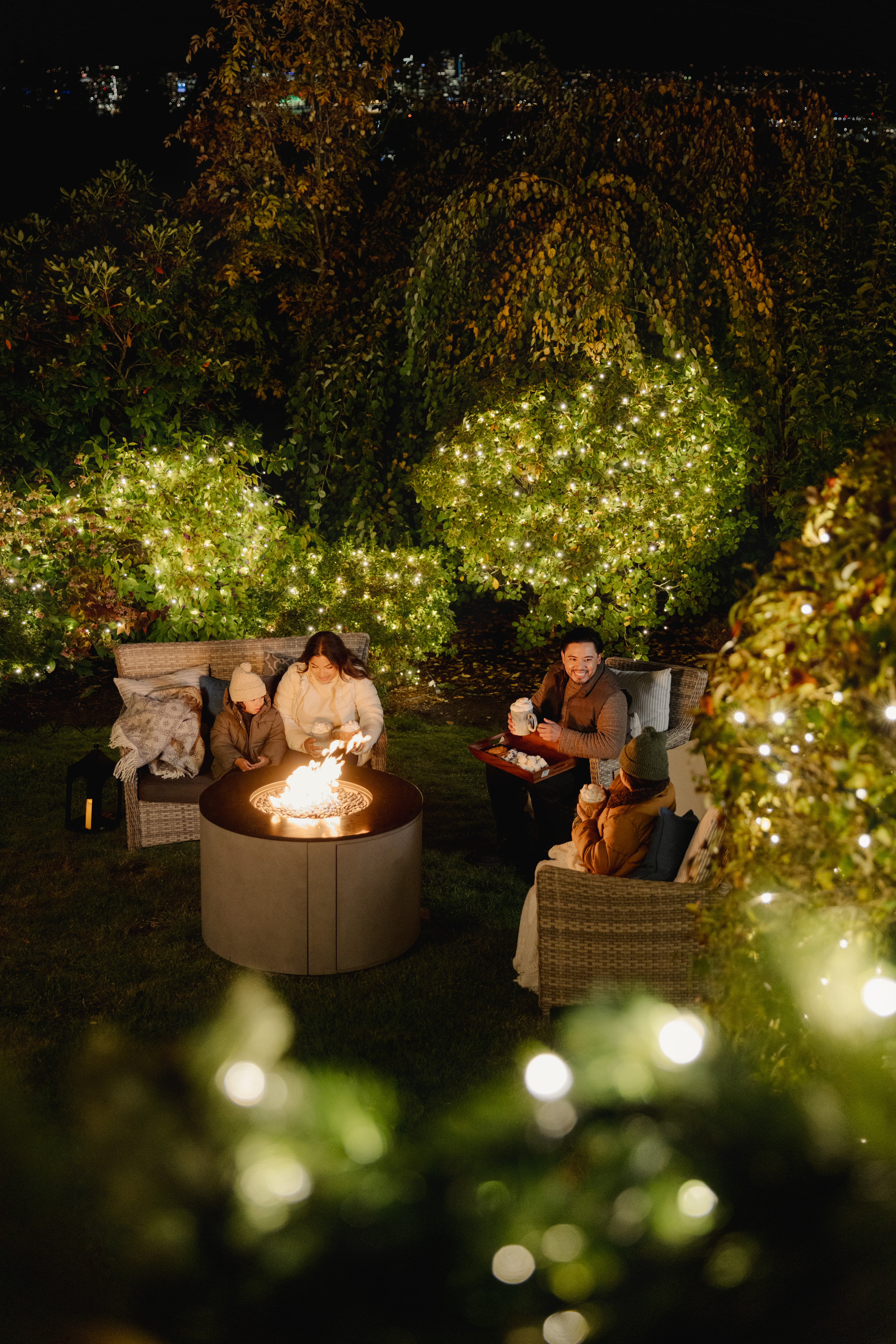 Enjoying seasonal outdoor lights